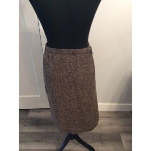 Country Suburban Vintage Pencil Wool Blend Midi Skirt Size 8 Brown Cottage